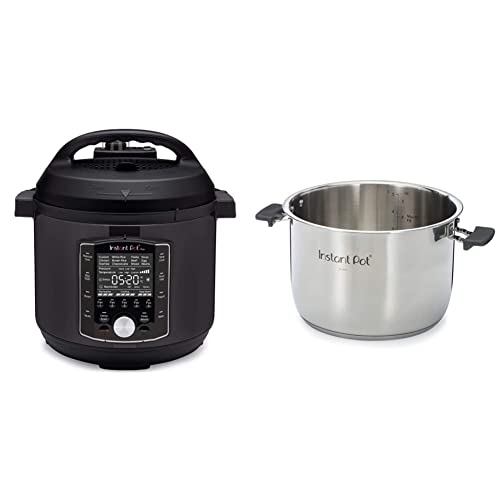 Instant Pot Pro 10-in-1 Pressure Cooker (8QT, 0) + Stainless Steel Inner Pot with Handles