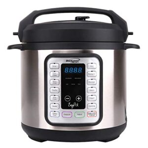 brentwood select epc-636 8-in-1 electric pressure slow, rice, egg cooker, sauté, steam, yogurt, and food warmer, 6 quart, staiinless steel/black