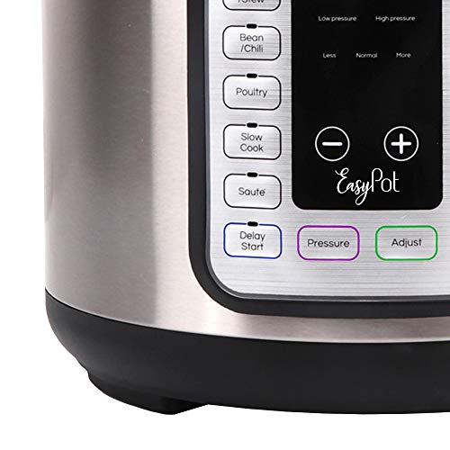 Brentwood Select EPC-636 8-in-1 Electric Pressure Slow, Rice, Egg Cooker, Sauté, Steam, Yogurt, and Food Warmer, 6 Quart, Staiinless Steel/Black