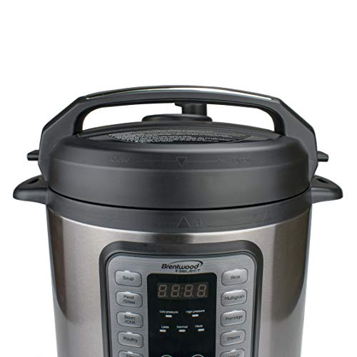 Brentwood Select EPC-636 8-in-1 Electric Pressure Slow, Rice, Egg Cooker, Sauté, Steam, Yogurt, and Food Warmer, 6 Quart, Staiinless Steel/Black