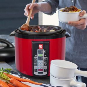 MBR INDUSTRIES Bene Casa 900W 8L Electric Pressure Cooker Red,easy to use digital controls,multi-function pressure cooker,built in automatic cooking programs