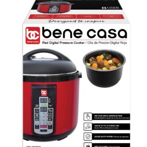 MBR INDUSTRIES Bene Casa 900W 8L Electric Pressure Cooker Red,easy to use digital controls,multi-function pressure cooker,built in automatic cooking programs