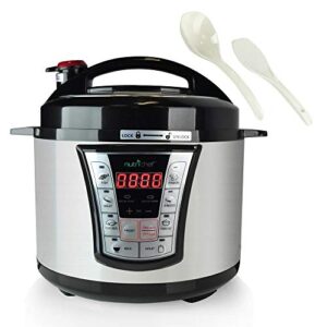 nutrichef electric pressure 5 quart programmable multi-cooker with digital display | r accessory, 5 qt capacity, stainless steel