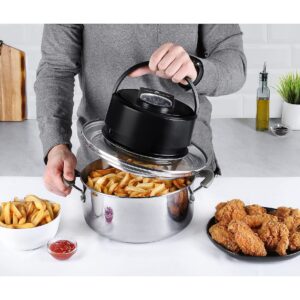 Cook's Essentials Air Fryer Lid for Pots, Pans & Pressure Cooker (Renewed), Red