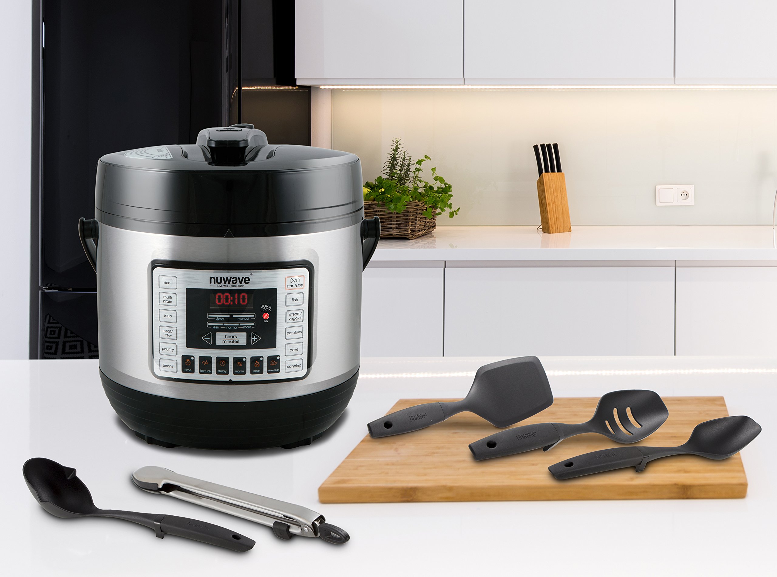 NuWave 6Qt Nutri-Pot Digital Pressure Cooker with bonus accessories & 5-piece Utensil Set