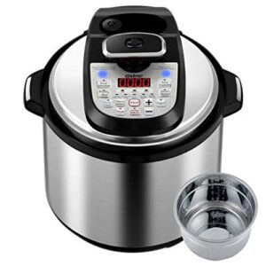 gtime multi-cooker 18-in-1 programmable pressure cooker 6 quarts rice cooker with stainless steel pot, steamer basket, pressure cook, slow cook, sauté, yogurt, steam