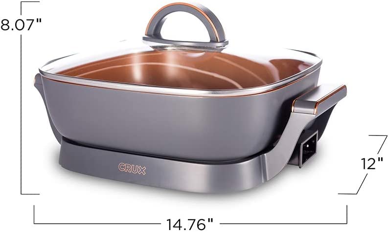 Extra Deep Electric Skillet Nonstick - Serves 3 to 5 People (6Qt.)