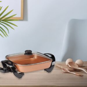 Large Nonstick Electric Skillet - Serves 4 to 6 People (Copper Ceramic)