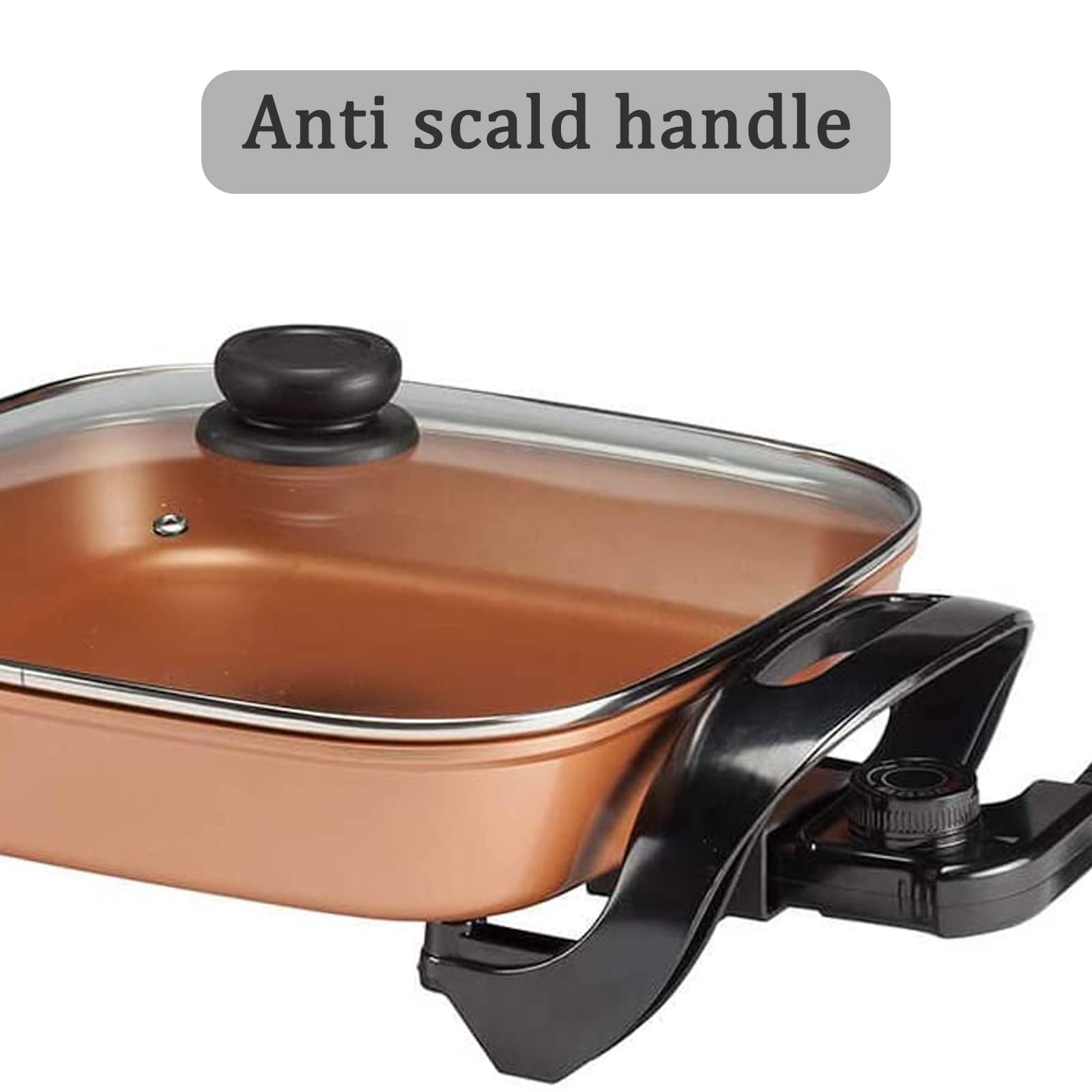 Large Nonstick Electric Skillet - Serves 4 to 6 People (Copper Ceramic)