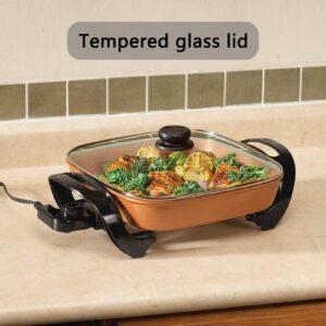 Large Nonstick Electric Skillet - Serves 4 to 6 People (Copper Ceramic)