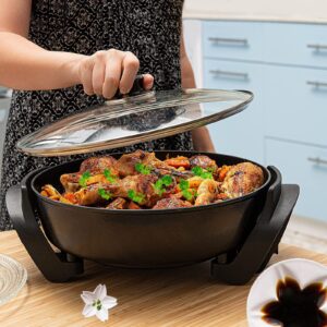 Nonstick Extra Deep Electric Skillet - With Lid With Steam Vent (12 Inch)