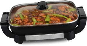 12x15" nonstick ceramic electric skillet - with removable pan, adjustable temperature, reversible design