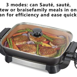 12x15" Nonstick Ceramic Electric Skillet - with Removable Pan, Adjustable Temperature, Reversible Design