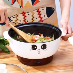 4-in-1 Multifunction Electric Skillet Non-Stick Stainless Steel Hot Pot Noodles Rice Cooker Soup Pot Portable Mini Heating Pan Cooking Fried (Diameter 26CM, 3.6L, Electric Skillet with Steam Grid)