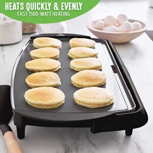 GreenLife 20" Electric Griddle, Extra Large Surface for Pancakes Eggs Fajitas, Healthy Ceramic Nonstick Coating, Stay Cool Handles, Removable Drip Tray, Temperature Control, PFAS-Free, Black