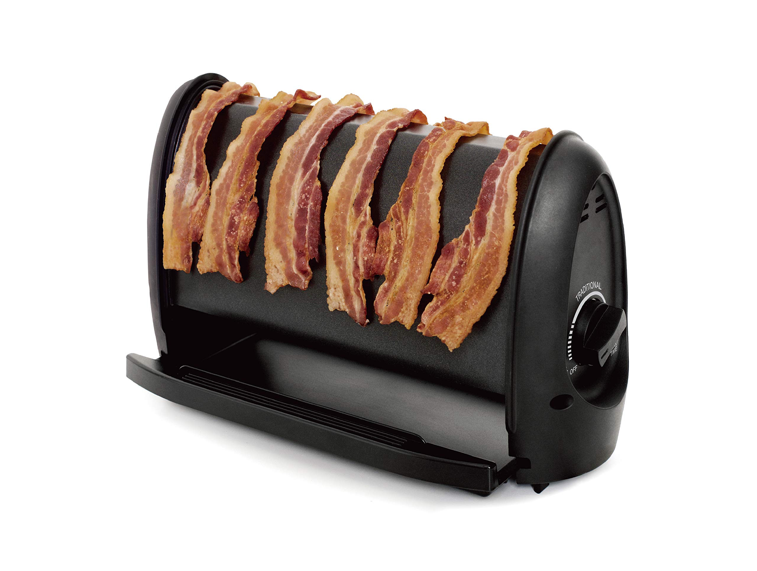 J-Jati Bacon cooker Maker Crispy Bacon Grill Non-Stick Crispy Bacon Home Bacon Maker Breakfast Crispy Bacon 6 strips bacon maker Black Removable Drip tray Bacon Cooker