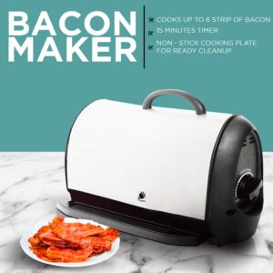 J-Jati Bacon cooker Maker Crispy Bacon Grill Non-Stick Crispy Bacon Home Bacon Maker Breakfast Crispy Bacon 6 strips bacon maker Black Removable Drip tray Bacon Cooker