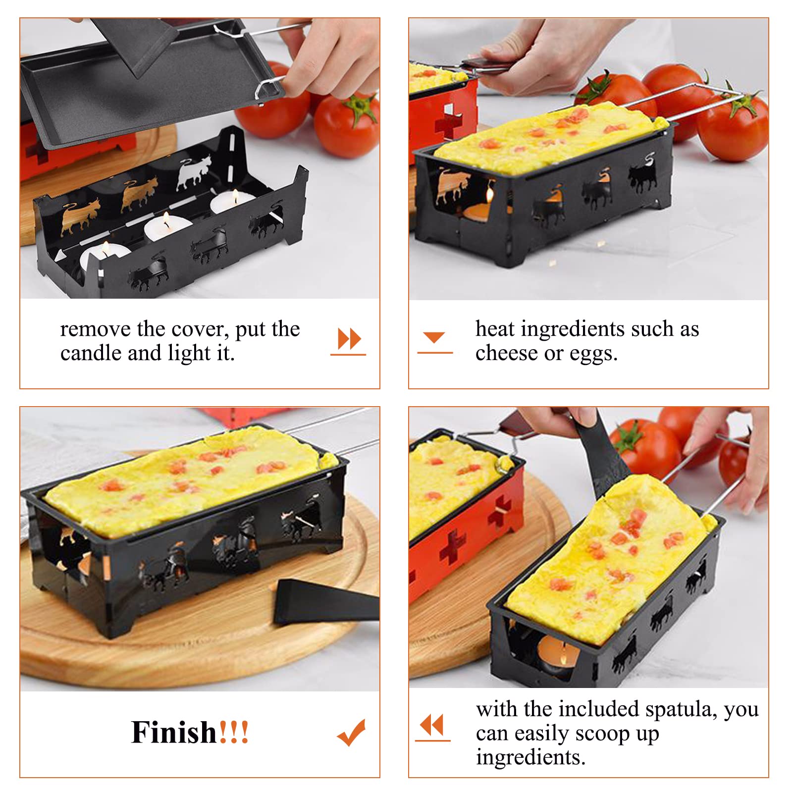 Mini Cheese Raclette, Portable Foldable Non-Stick Raclette Grill, Candlelight Cheese Melter Pan, with Spatula