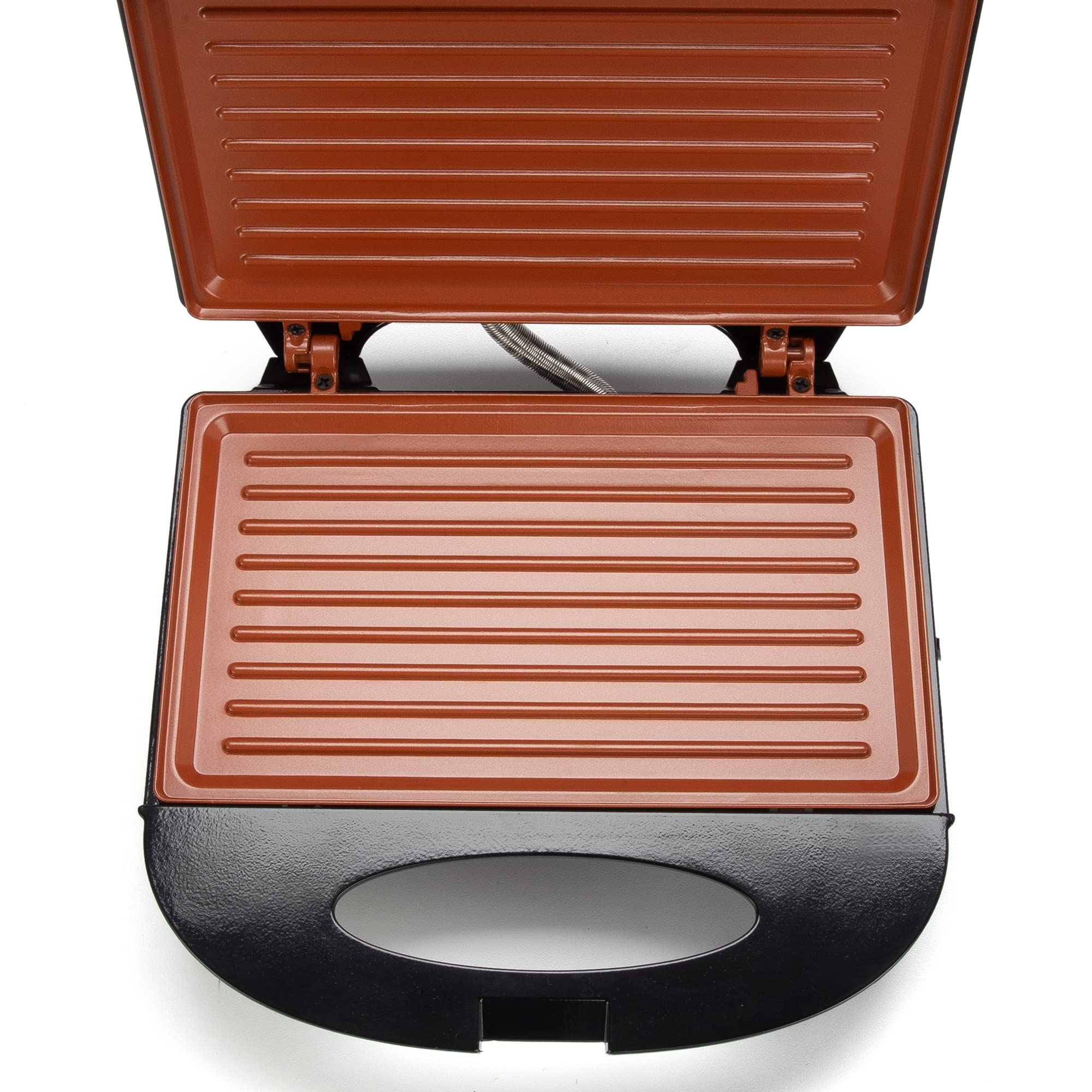 ZENITH Zenith Electric Indoor Panini Grill Maker with Zera Copper Non-Stick Grilling Plates, Countertop Bread Toaster Easy Storage 77062 0