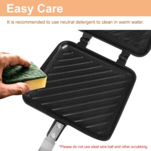 Sandwich Maker, Double-Coated Non-Stick Grilled Sandwich and Panini Maker, Hot Sandwich Maker Pan Nonstick Aluminum Flip Pan