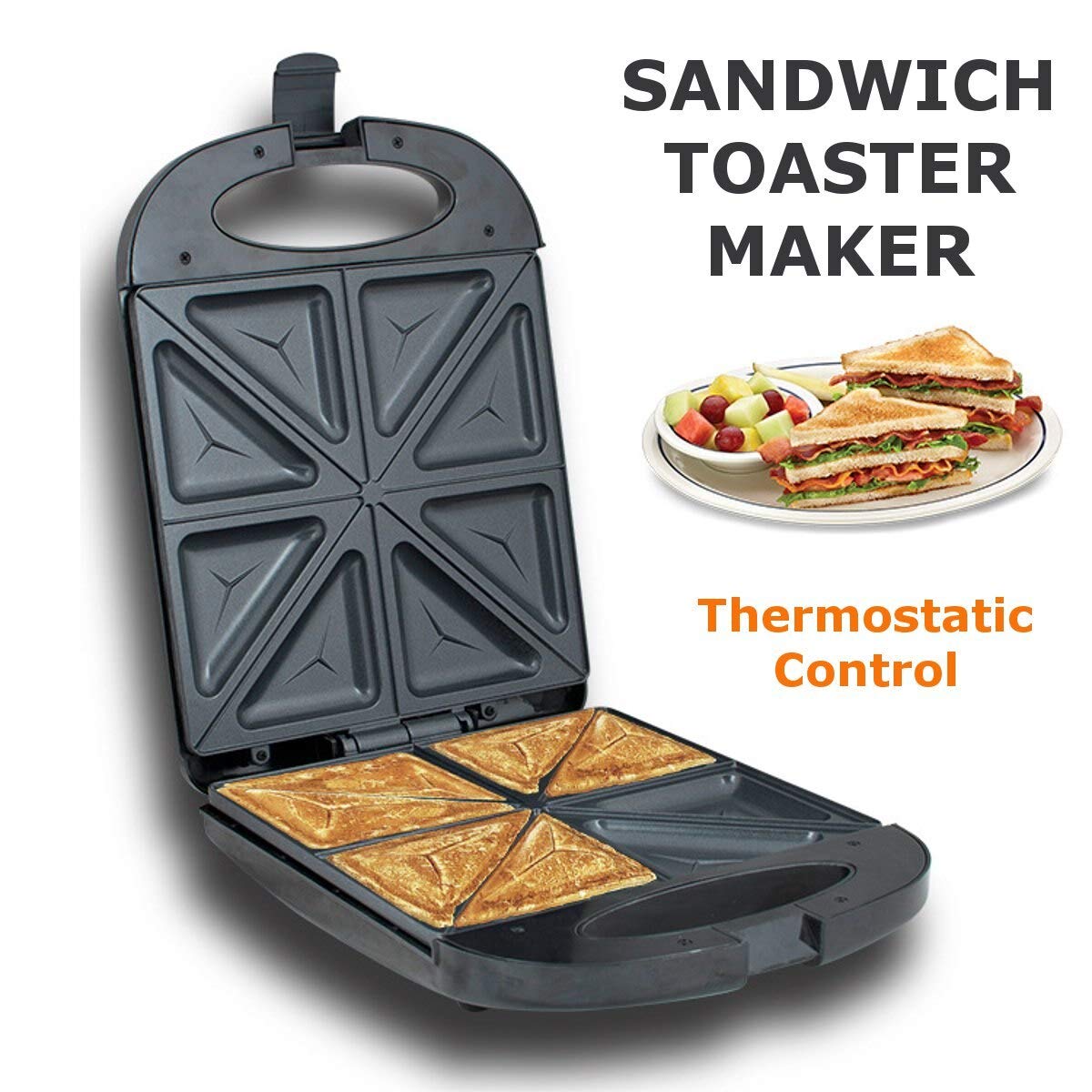 Sandwich Maker,1200W 220V Electric Sandwich Maker,4 Slice Dual Toast Grill Non Stick Jaffle Press Waffle Maker Cake Oven Breakfast Machine,US Plug