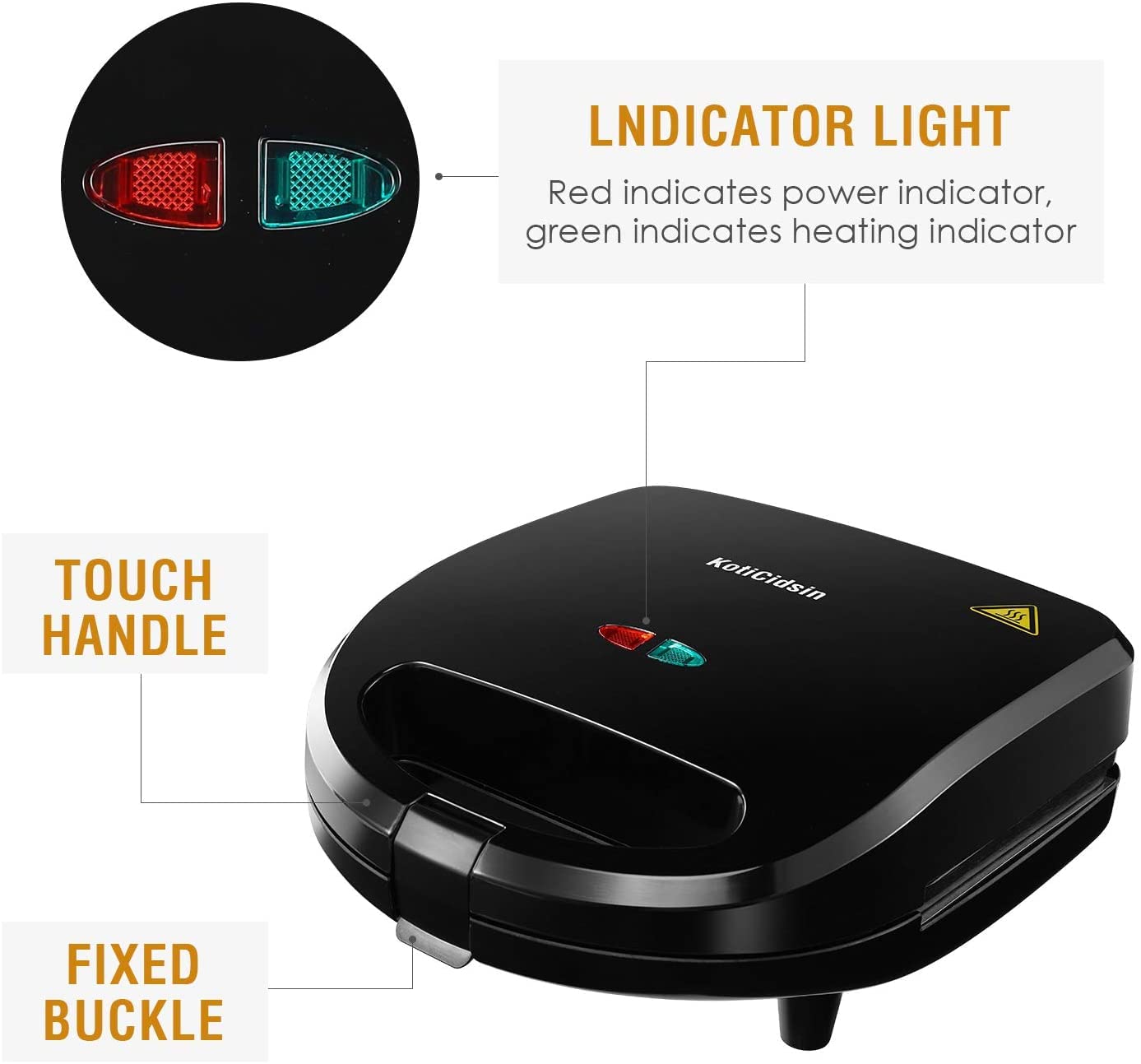 Sandwich Maker, 3 in 1 Waffle Maker, Grill, 750W, LED Indicator Lights, Cool Touch Handle, Anti-Skid Feet, Detachable Non-stick Coating, Easy to Clean,Black.