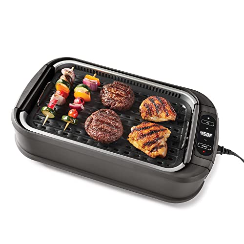 Oster DiamondForce Electric Indoor Nonstick Smokeless Countertop Grill Small Appliance with Removable Grill Plate and Lid