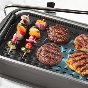 Oster DiamondForce Electric Indoor Nonstick Smokeless Countertop Grill Small Appliance with Removable Grill Plate and Lid