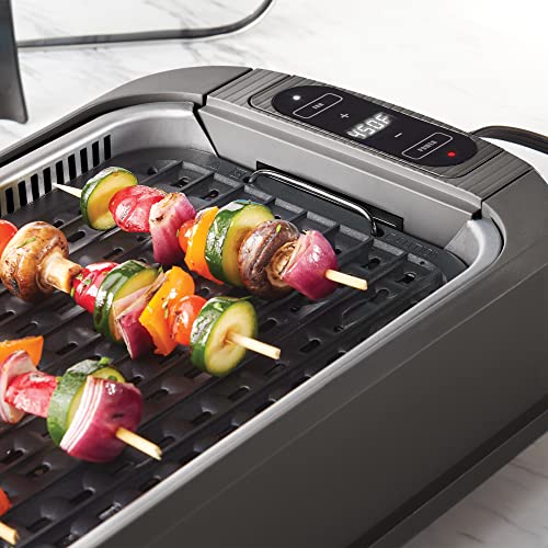 Oster DiamondForce Electric Indoor Nonstick Smokeless Countertop Grill Small Appliance with Removable Grill Plate and Lid