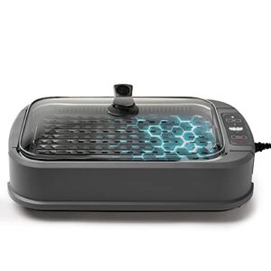 Oster DiamondForce Electric Indoor Nonstick Smokeless Countertop Grill Small Appliance with Removable Grill Plate and Lid