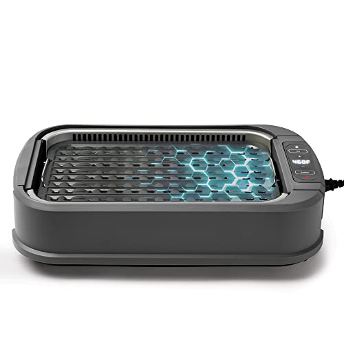 Oster DiamondForce Electric Indoor Nonstick Smokeless Countertop Grill Small Appliance with Removable Grill Plate and Lid