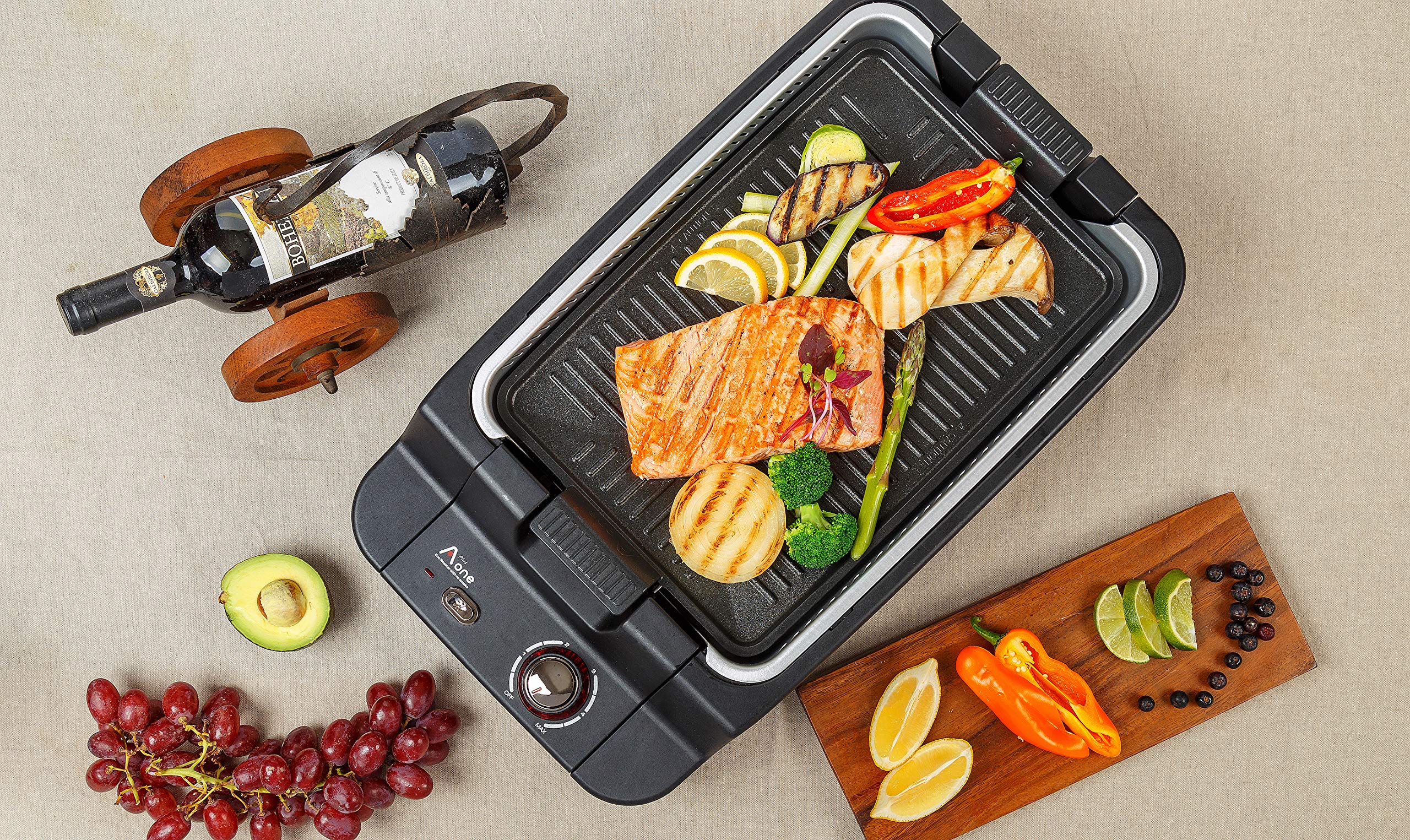 Aplusone Grill - Smokeless Electric Eco-Friendly Indoor Grill, Eliminate Smoke and Odor (Black)