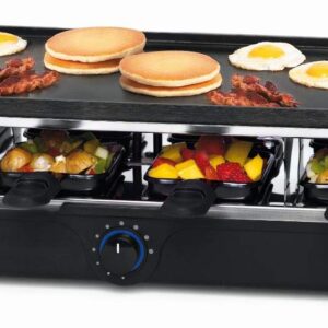 Salton Raclette Indoor Electric Party Grill & Raclette, 8 Person, Black