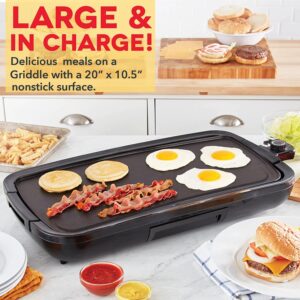 Extra Large Electric Griddle Nonstick - 20"x 10.5" Removable Cooking Plate with Drip Tray & Recipe Book for Pancakes Burgers Eggs (Aqua)