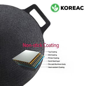 KOREAC_Korean BBQ Non-stick Grill_ Circular size 14.2 inches [Round Griddle Pan 14.2in + Bag] Natural Material 6 Layer Coating/We can use it at home or outside._Made in Korea.