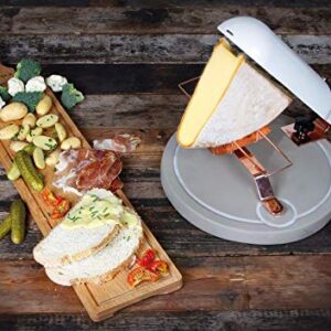 Quattro Concrete Raclette Quarter Wheel - Cheese Melter Stainless Steel Commercial Electric Machine for Nacho Cheese Wheel - Multi-Function Adjustable Angle Rapid Heating Cheese Wheel Melter Dish