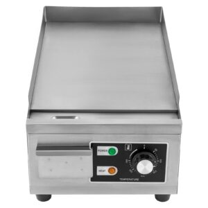 commercial electric countertop griddle bbq flat top grill hot plate, 1300w adjustable thermostatic control
