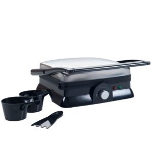 Chef Buddy Non-Stick Panini Press Indoor Grill and Gourmet Sandwich Maker, Electric with Nonstick Plates, 12.5”X 11" X 5”, Black