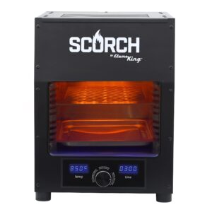 Flame King Scorch Smokeless Infrared Electric Broiler for Indoor Use, Fits on Kitchen Counter, Insulated, Comes with Broiler Tray Black