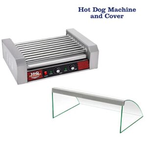 Great Northern Popcorn 9 Roller Hot Dog Machine with Tempered Glass Cover – Countertop Hot Dog Roller Makes Up to 24 Hotdogs, Brats, or Sausages