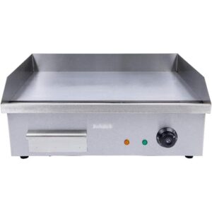 electric countertop flat top griddle non-stick commercial electric griddles restaurant teppanyaki grill stainless steel adjustable temperature control 122°f-572°f, silver, 110v 1500w, 21.57 * 13.77in