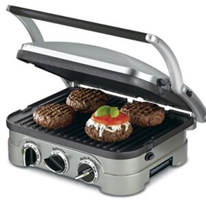 Cuisinart GR-4N 5-in-1 Griddler, Silver, Black Dials (Renewed)