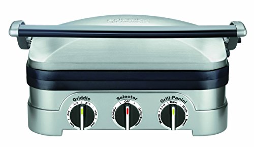 Cuisinart GR-4N 5-in-1 Griddler, Silver, Black Dials (Renewed)