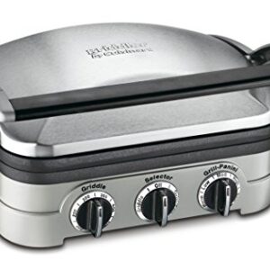 Cuisinart GR-4N 5-in-1 Griddler, Silver, Black Dials (Renewed)