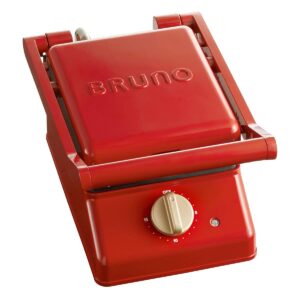 bruno single sandwich maker waffle maker panini press boe083 120v nonstick changeable plate easy fashion easy cook (red)