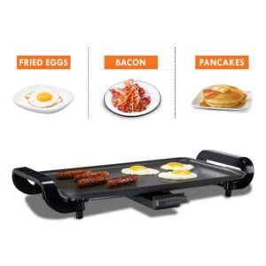 Kenmore Non-Stick Electric Griddle with Removable Drip Tray, Black, 10" x 18" Cooking Surface, Compact Countertop Cooking, Grill, Saute, Fry