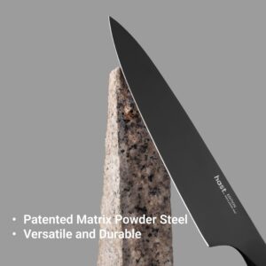 Hast Chef Knife-8 Inch-Professional Kitchen Knife-Ultra Sharp-Powder Steel-High Performance-Lightweight-Sleek Design-Ergonomic Handle-Minimalist Kitchen Decor (Titanium Black)