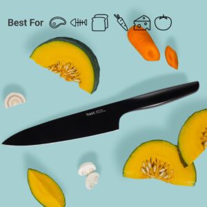 Hast Chef Knife-8 Inch-Professional Kitchen Knife-Ultra Sharp-Powder Steel-High Performance-Lightweight-Sleek Design-Ergonomic Handle-Minimalist Kitchen Decor (Titanium Black)