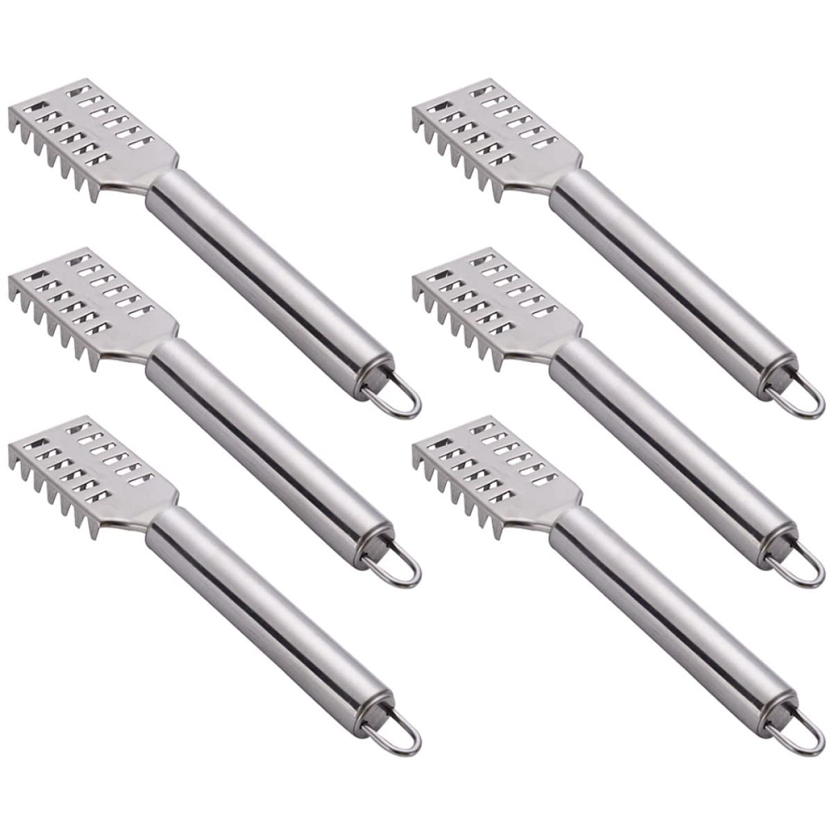 BESTonZON 6pcs Stainless Easily and Scaler Chef Kitchen Brush Easier Peeler Practical Tool Cooking Scales Durable for Scraper Fish Scale Seafood Peeling Sawtooth with Remover Silver Shop