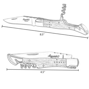 LAGUIOLE BY FLYINGCOLORS Folding Pocket Knife. Stainless Steel, Built in Corkscrew. (Wood)